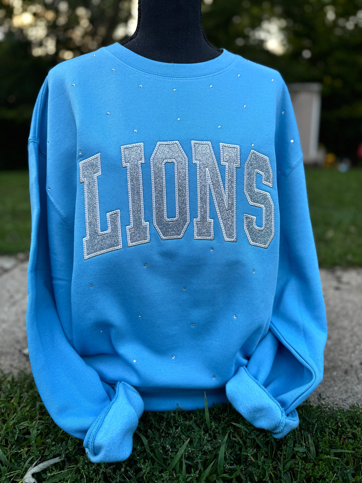 Embroidered Lions Rhinestone crewneck