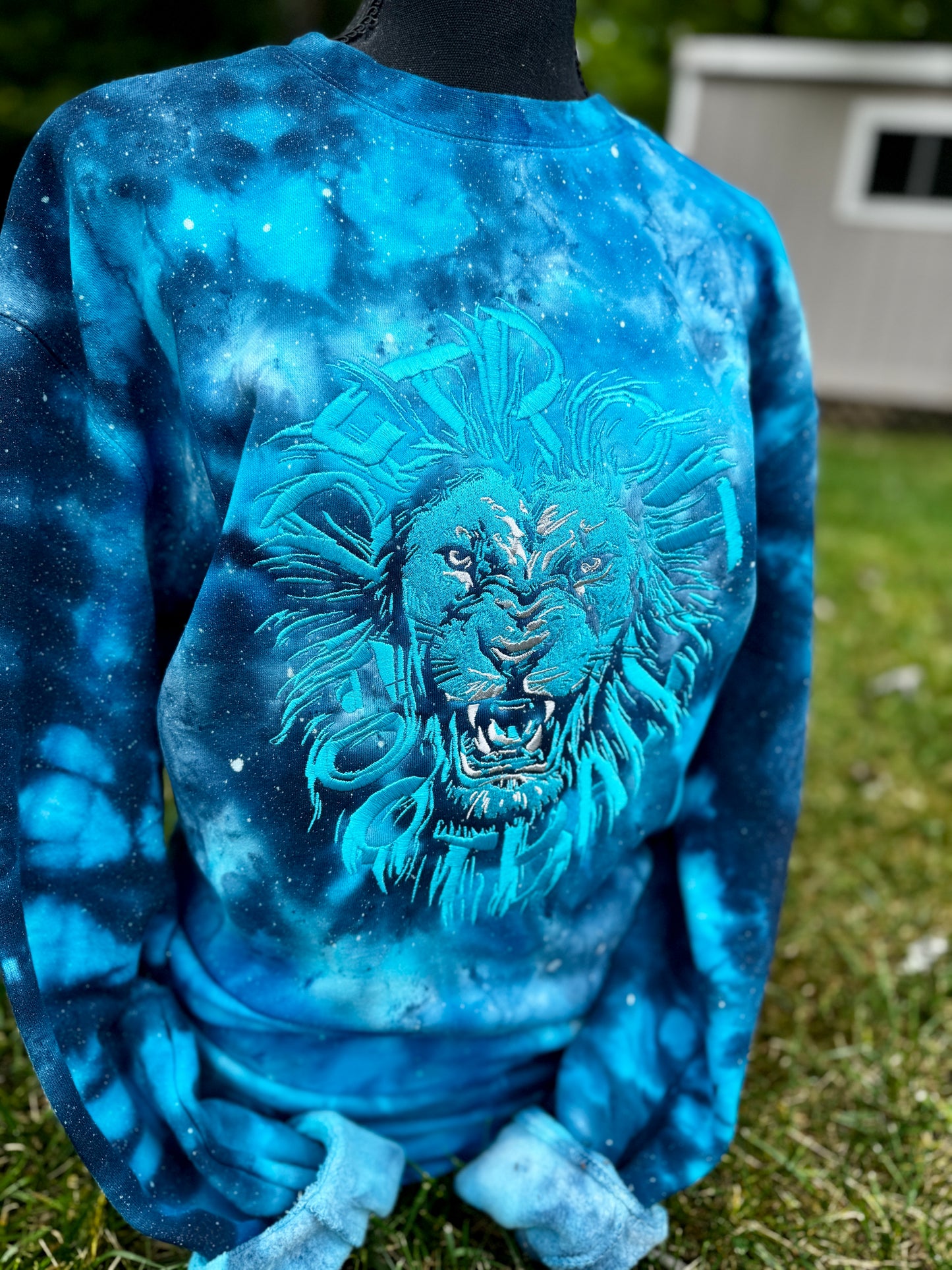 Embroidered D Football Tie-Dye Crewneck