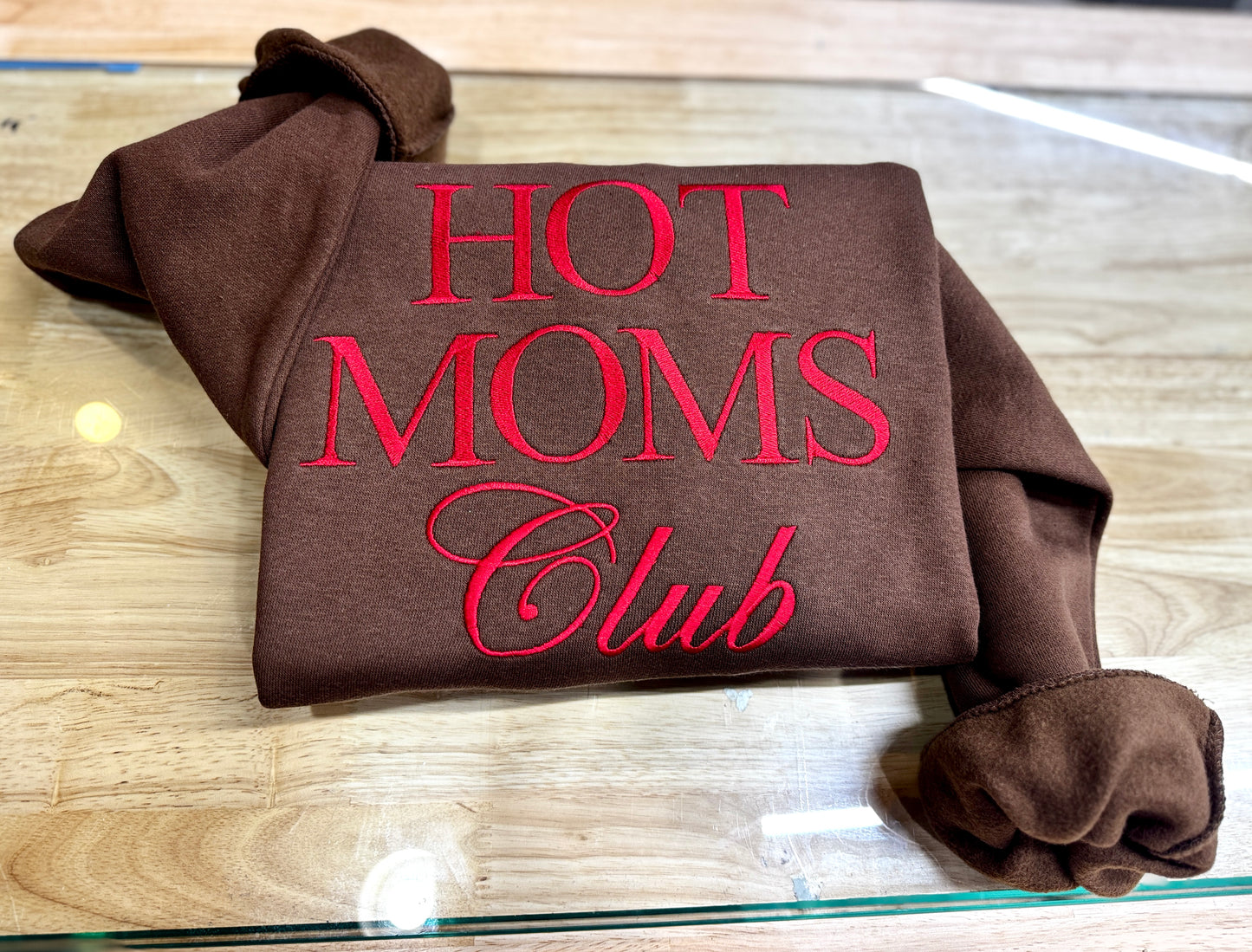 Embroidered Hot Mom Crewneck