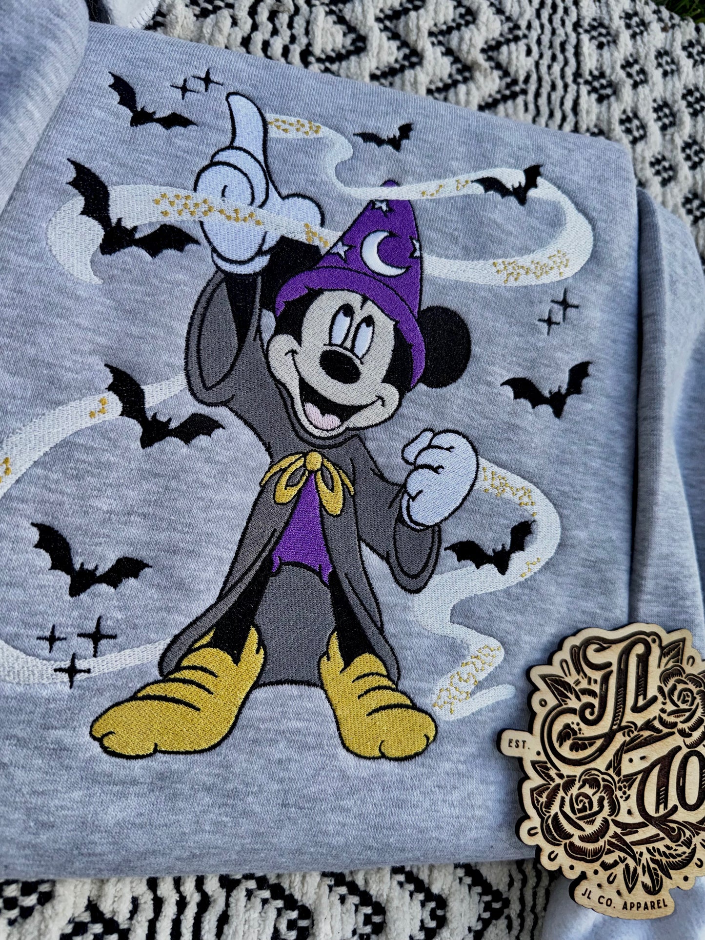 Embroidered spooky sorcerer crew