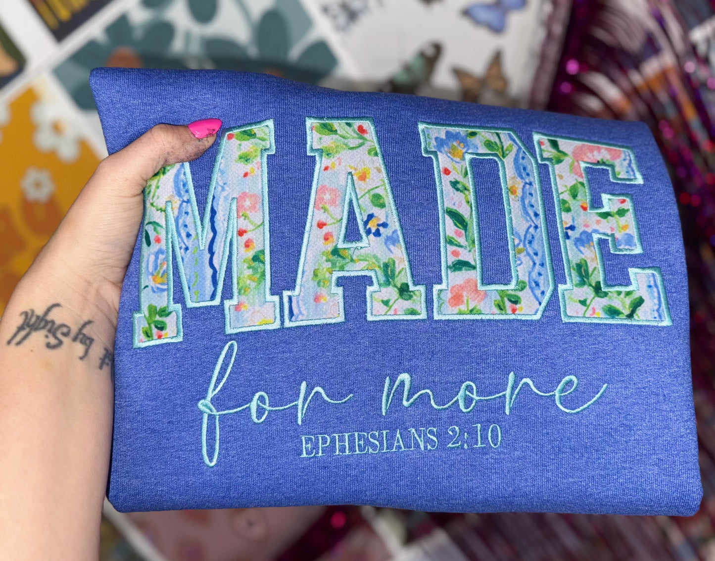 Embroidered made for more crewneck