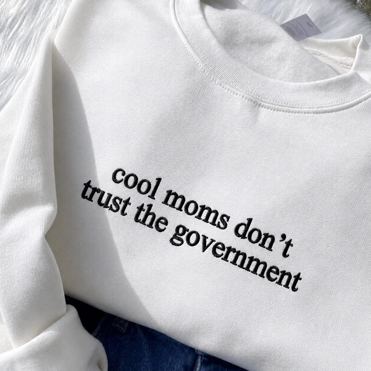 Embroidered cool mom government crewneck