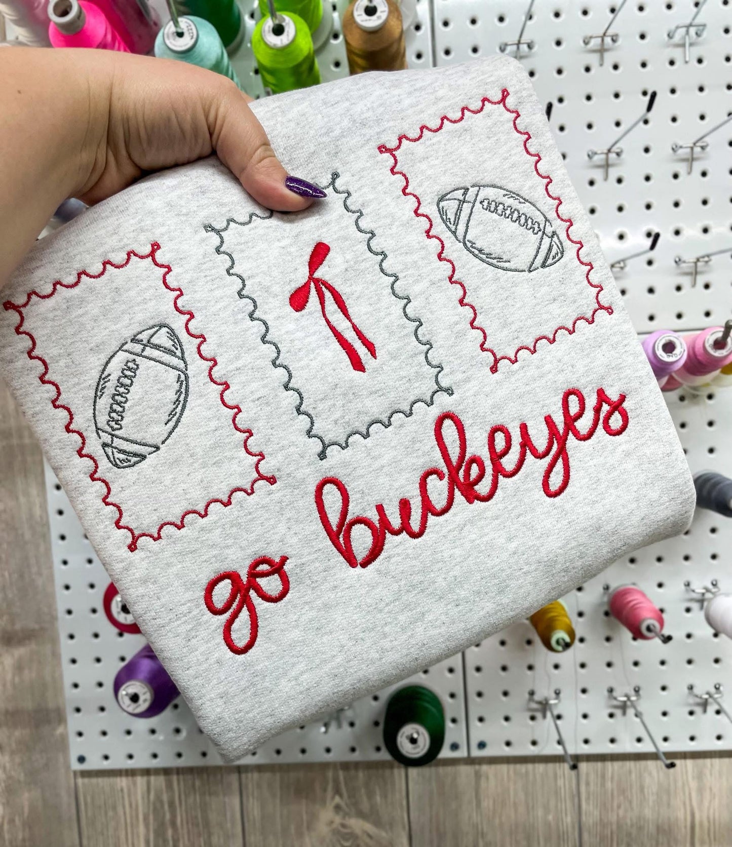 Embroidered football stamps crew