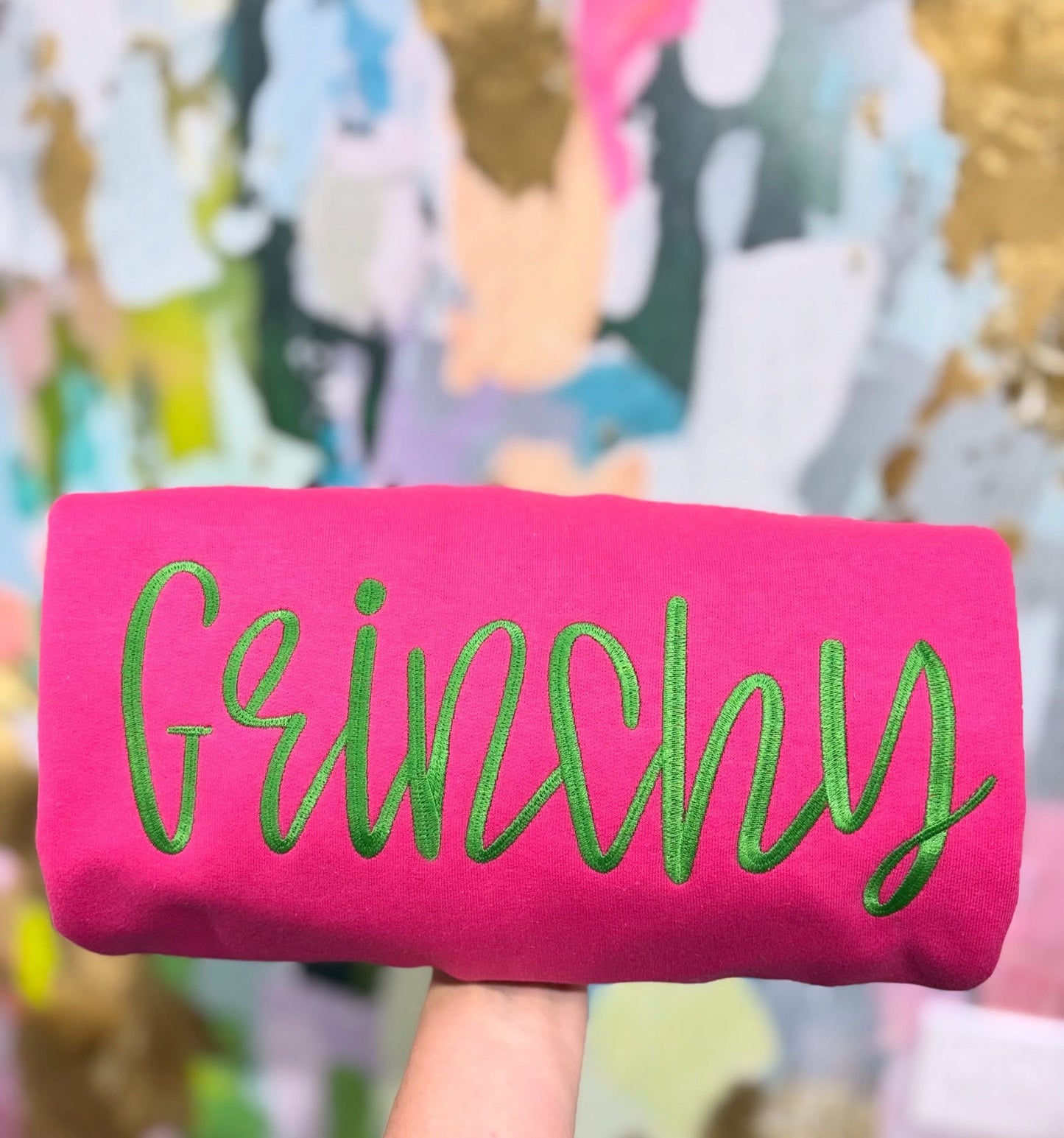 Embroidered grnchy crewneck