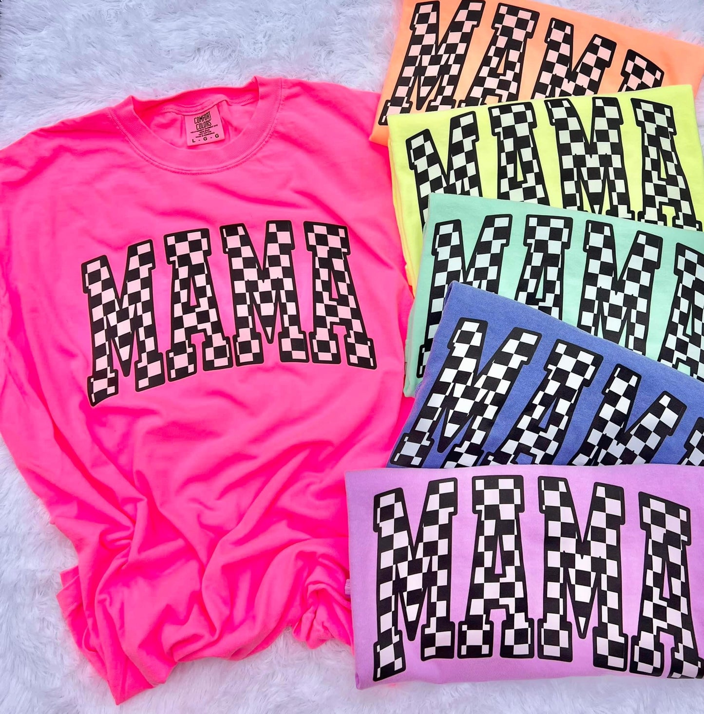Comfort Colors checkered Mama