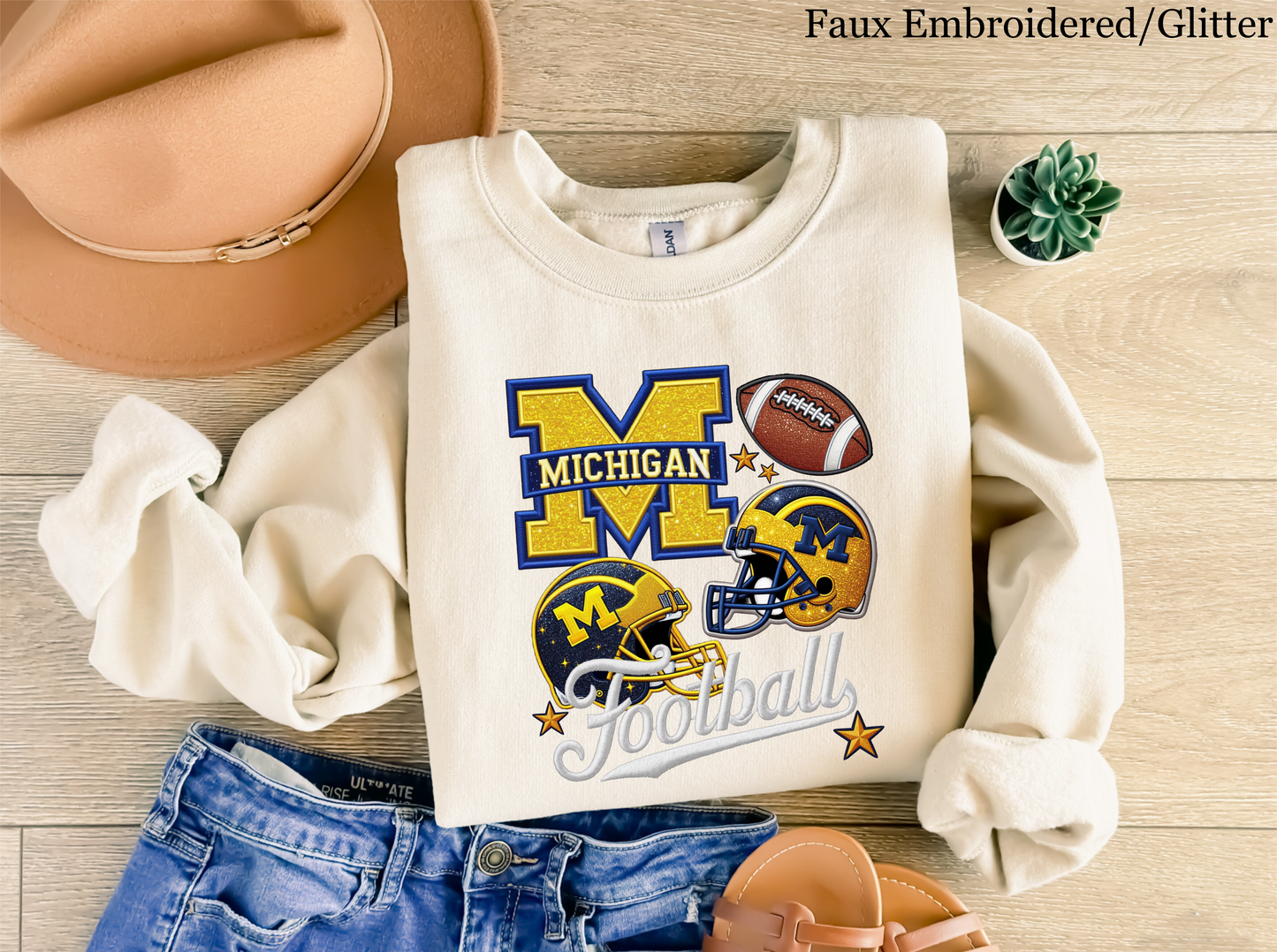 Faux Embroidered/Glitter Sports Team
