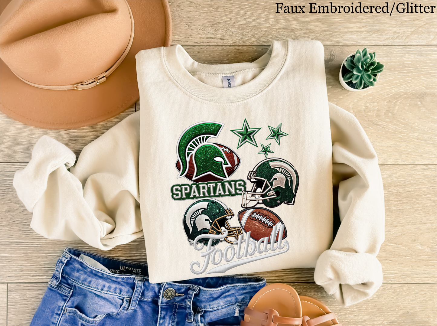 Faux Embroidered/Glitter Sports Team