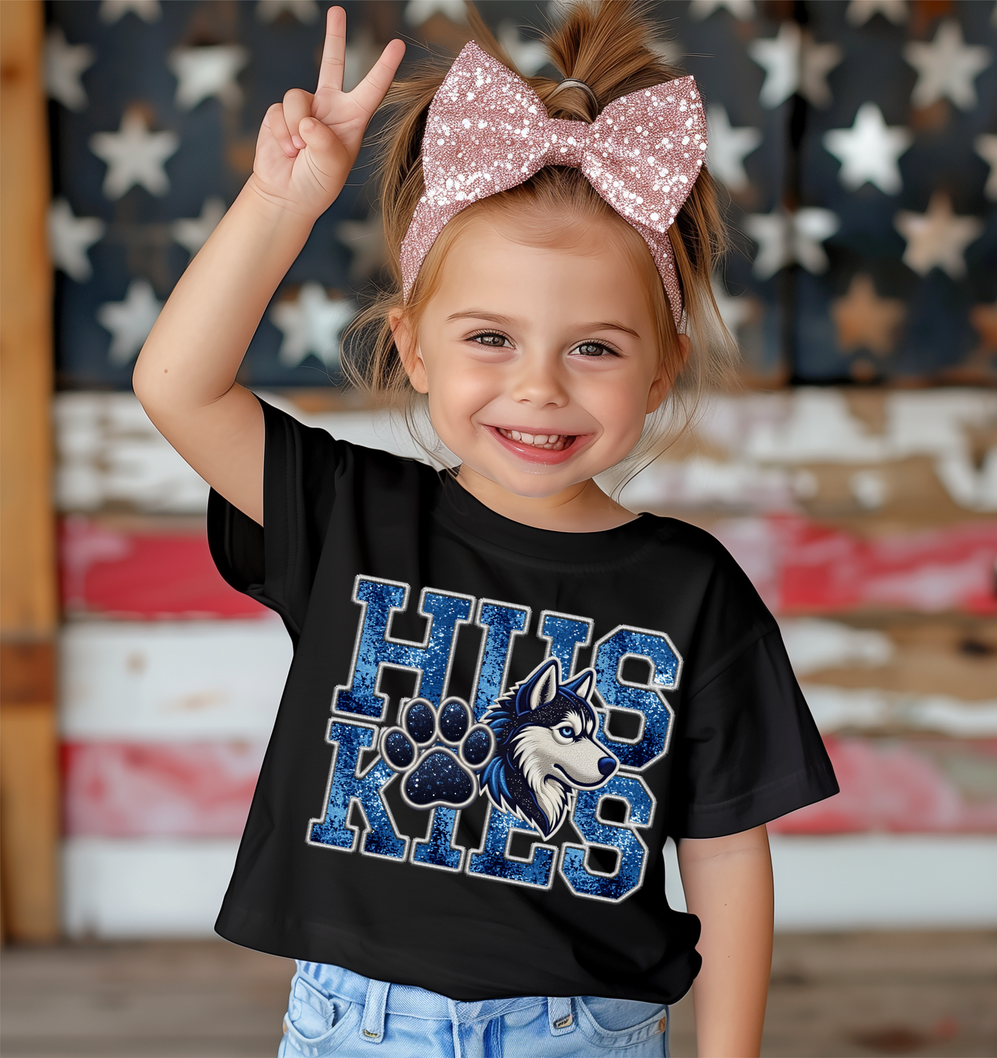 Youth Huskies Faux Embroidered/Glitter