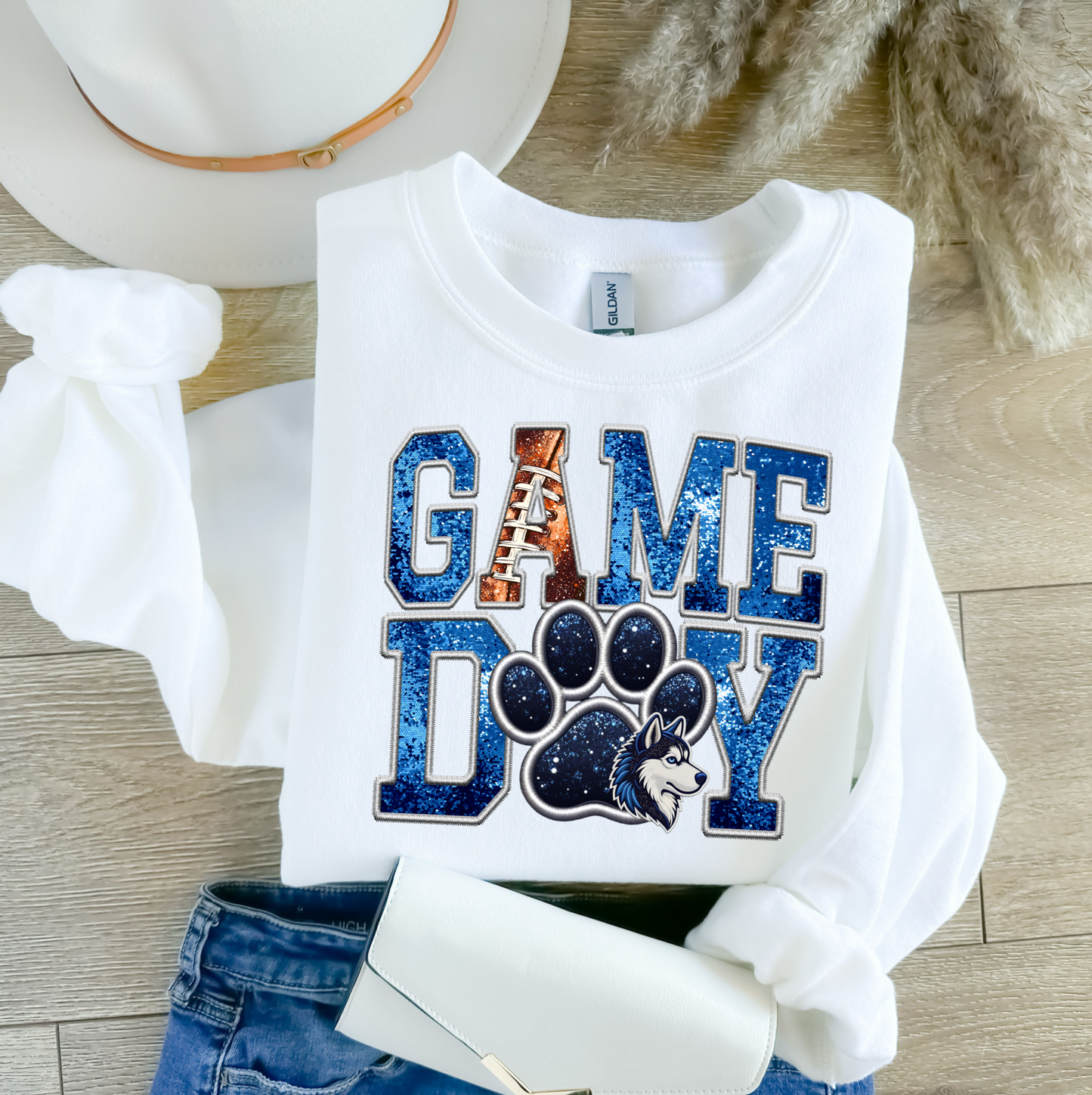 Adult Game Day Faux Embroidered/Glitter