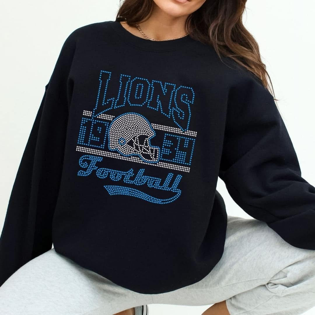 Lions football V2 Rhinestone-3D