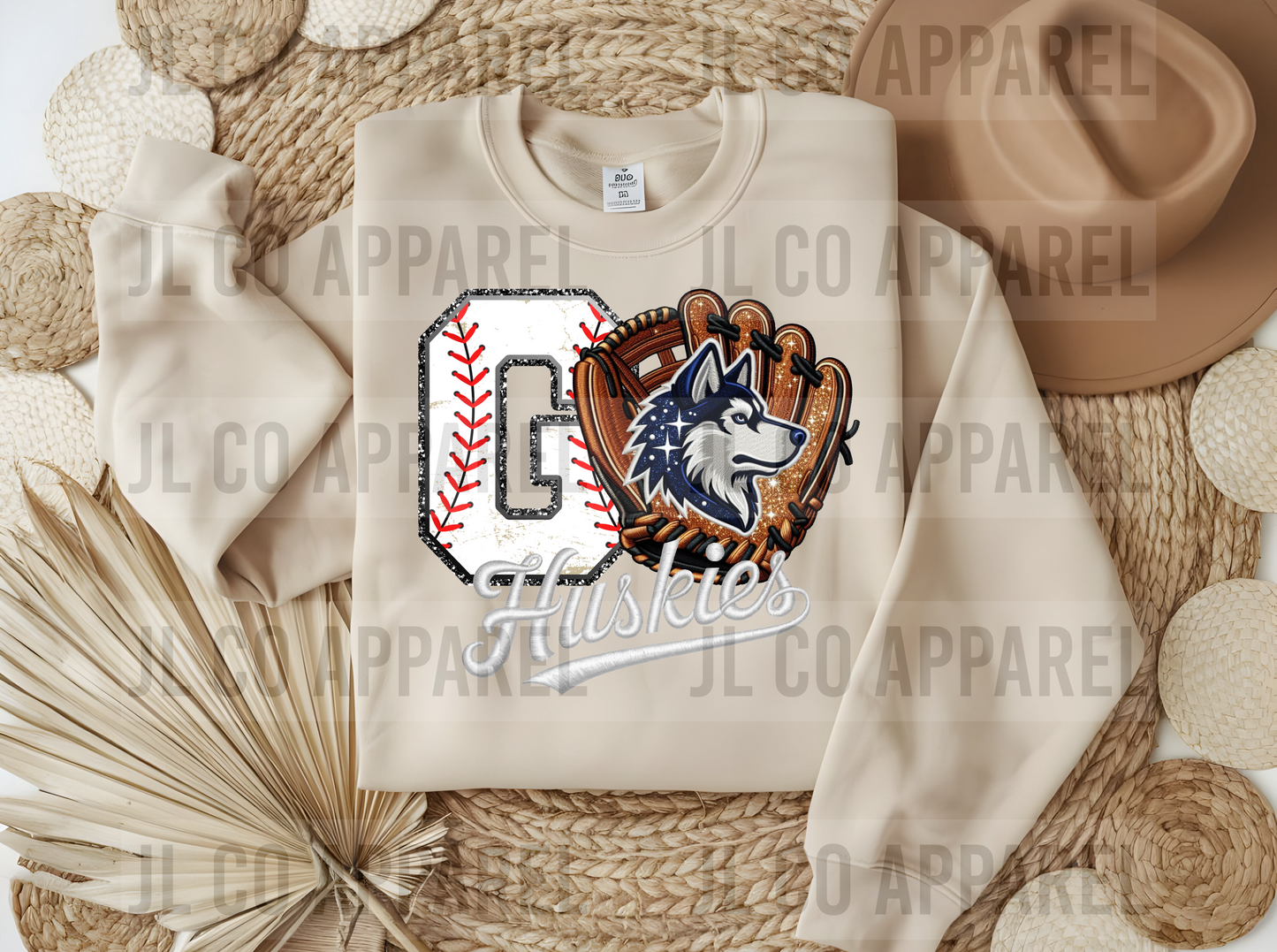 Huskies bball faux embroidery