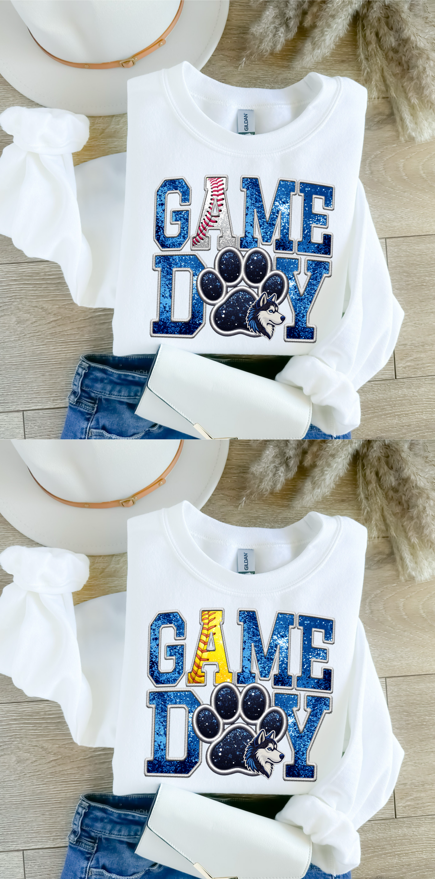 Game Day Faux Embroidered/Glitter ball