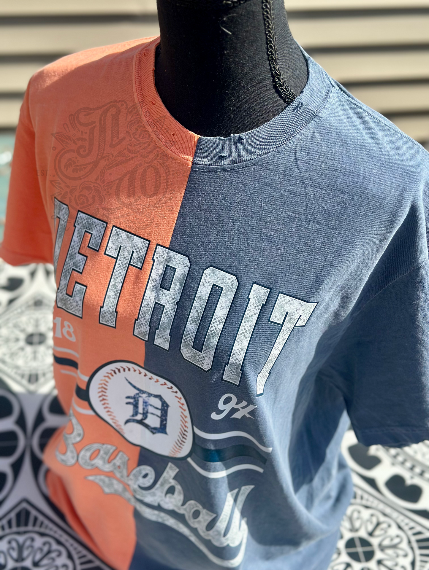 Faux Sequin Split Tee Tigers
