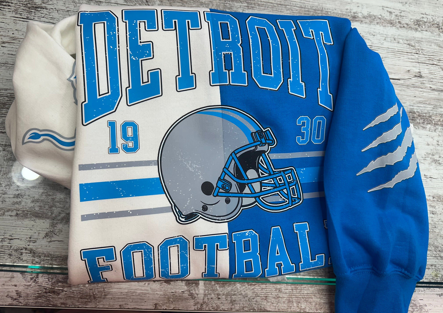 Split Crewneck- W&B or Blu&Blk