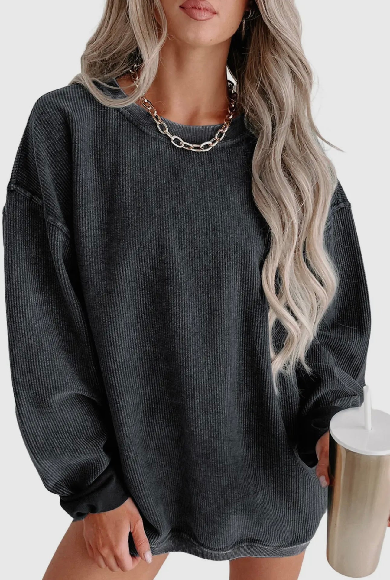 Ribbed Knit Pullover Sweater-PREORDER