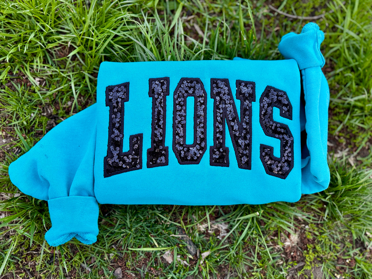 Embroidered sequin crewneck