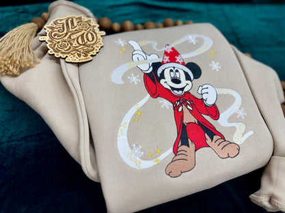 Embroidered Xmas sorcerer crew