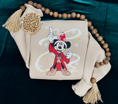 Embroidered Xmas sorcerer crew