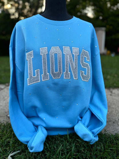 Embroidered Lions Rhinestone crewneck