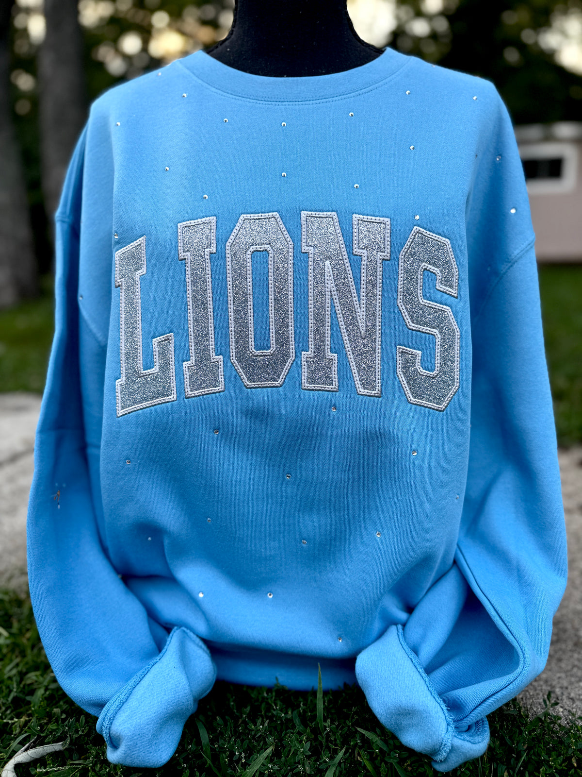 Embroidered Lions Rhinestone crewneck