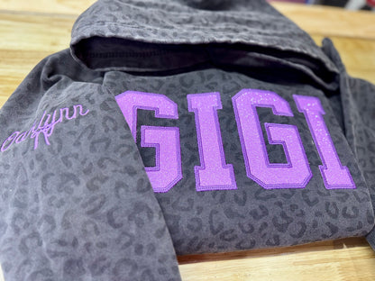 Embroidered custom leopard hoodie