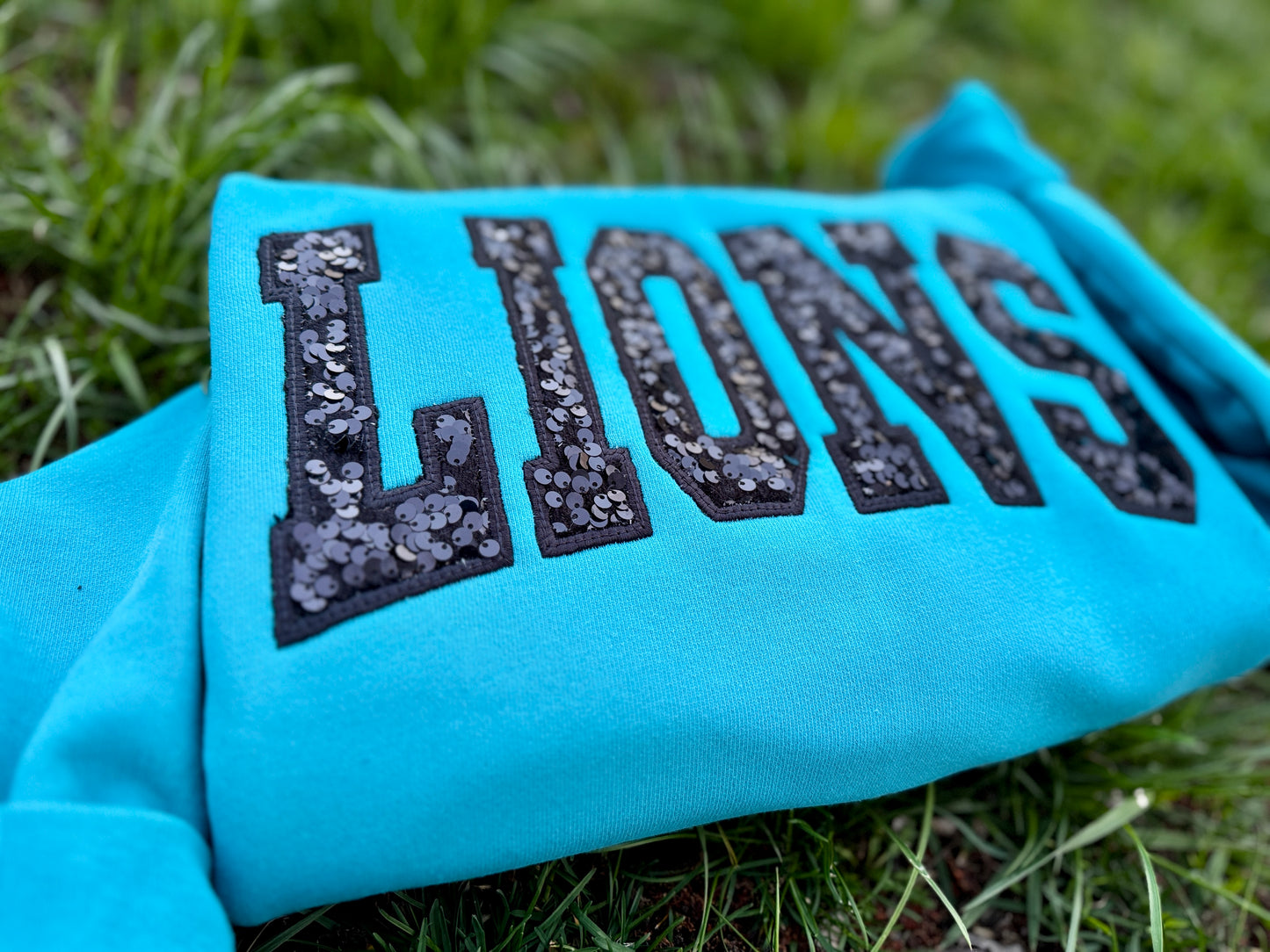 Embroidered sequin crewneck