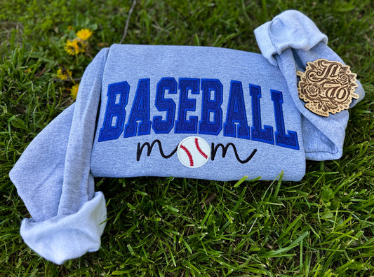 Embroidered baseball mom glitter crewneck