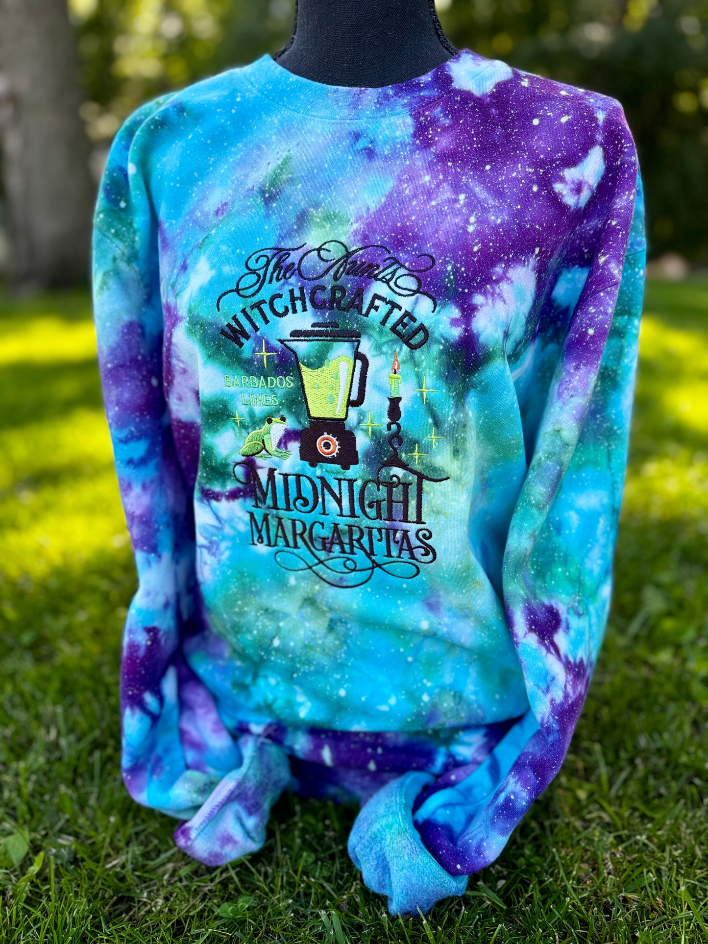 Embroidered Tie-Dye Midnight Margarita Crewneck