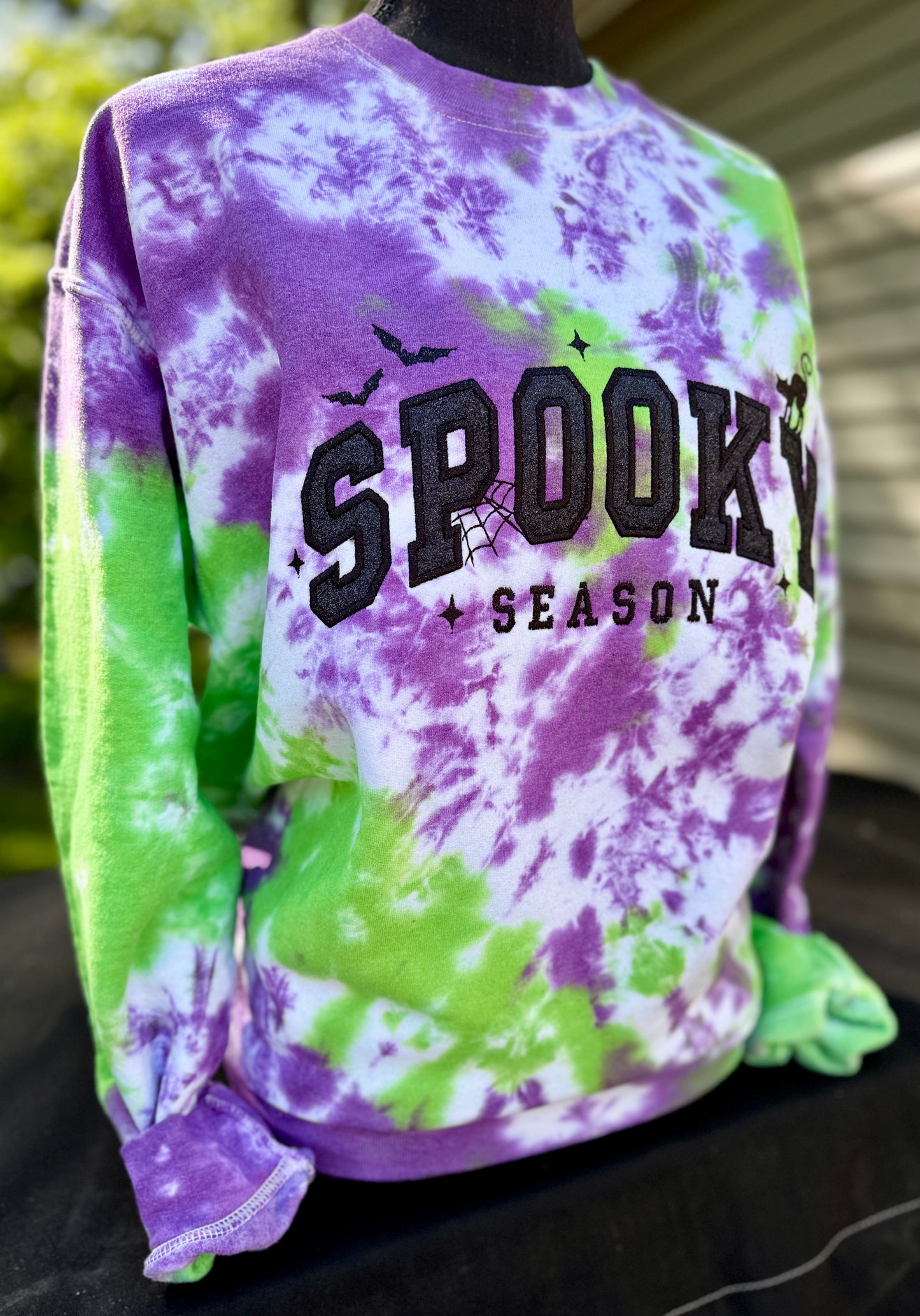 Embroidered dyed spooky season crewneck