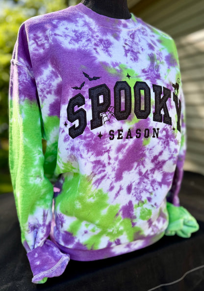 Embroidered dyed spooky season crewneck