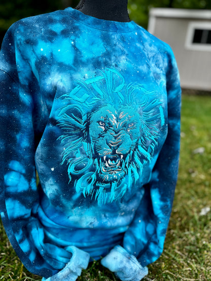 Embroidered D Football Tie-Dye Crewneck