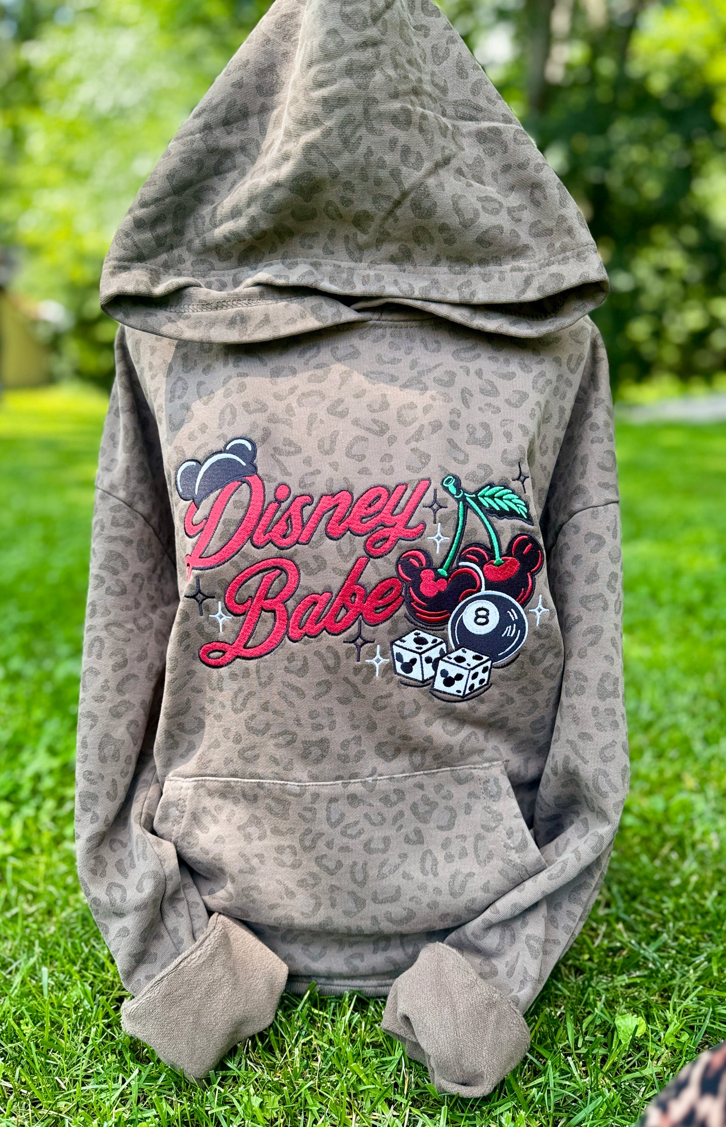 Embroidered D Babe Leopard Hoodie