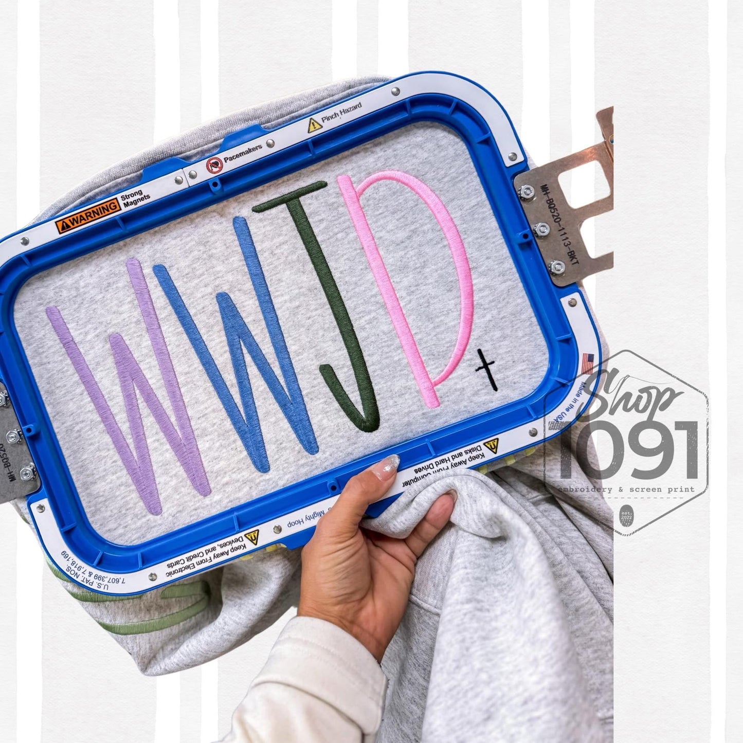 Embroidered WWJD crewneck