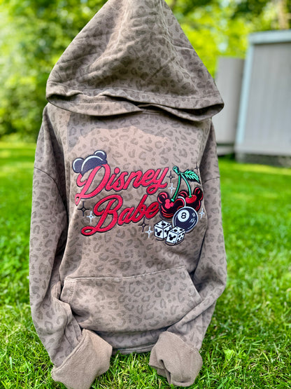 Embroidered D Babe Leopard Hoodie