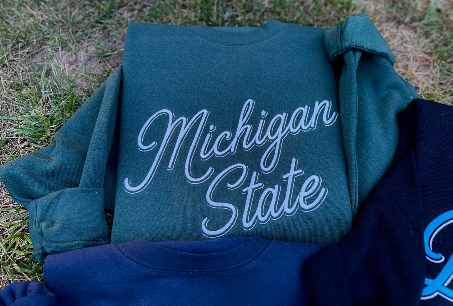 Michigan/State Double Shadow Embroidered Crewneck