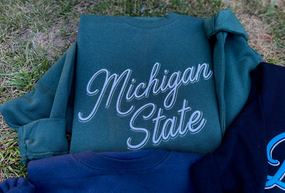 Michigan/State Double Shadow Embroidered Crewneck