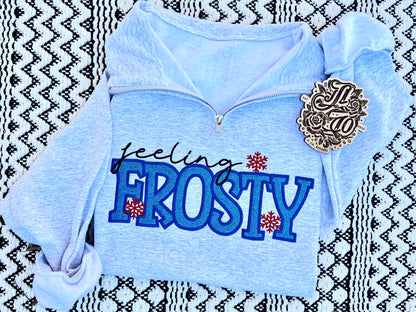 Embroidered feeling frosty 1/4 zip
