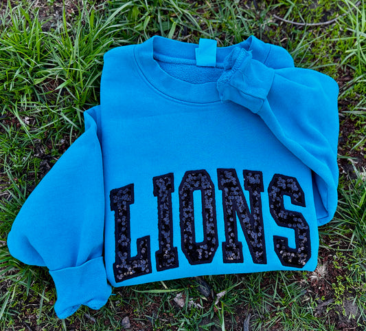 Embroidered sequin crewneck
