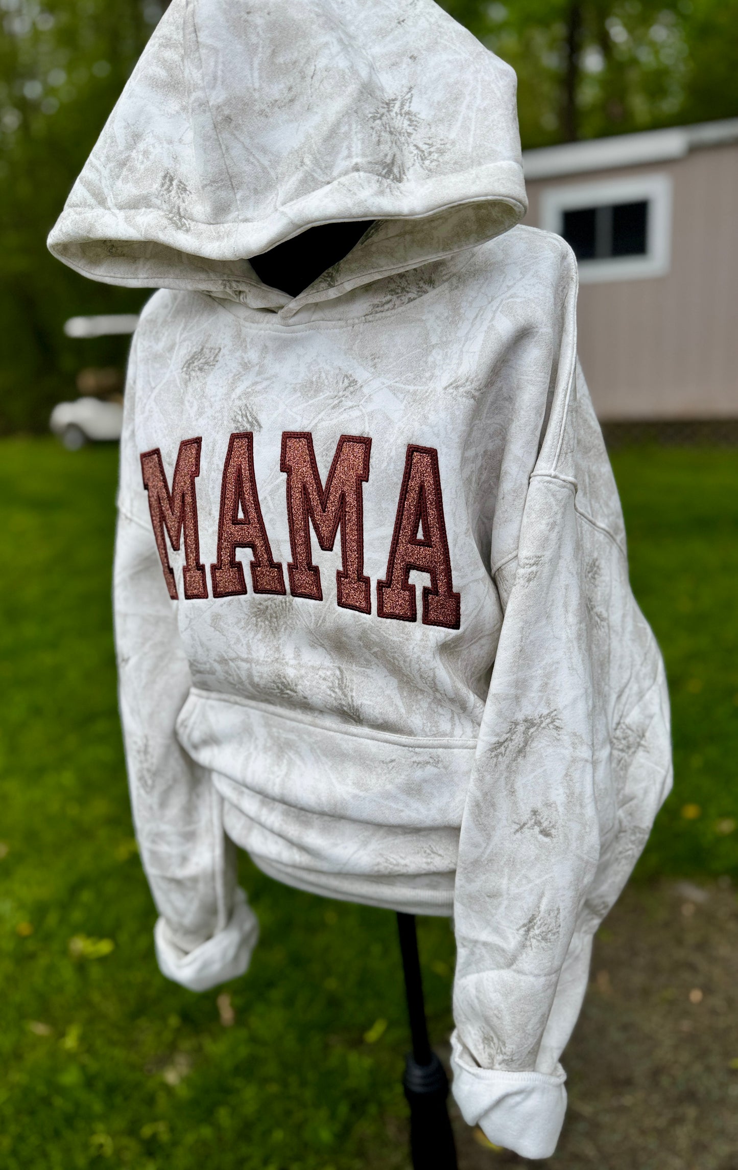 Embroidered camo mama hoodie