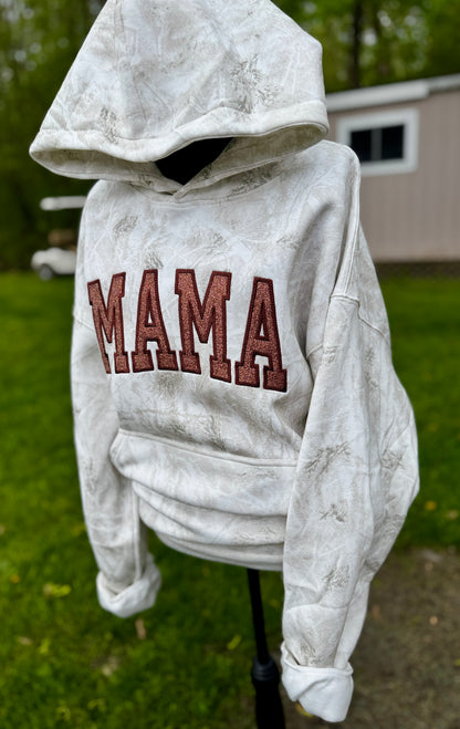 Embroidered camo mama hoodie