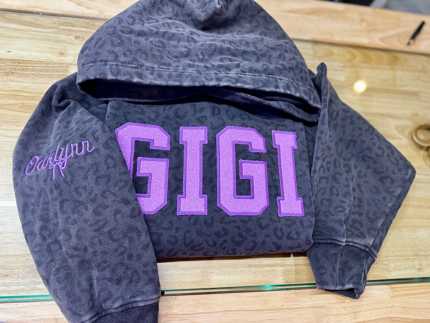 Embroidered custom leopard hoodie