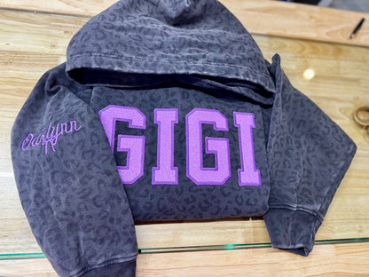 Embroidered custom leopard hoodie