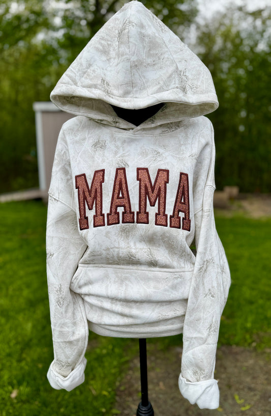 Embroidered camo mama hoodie