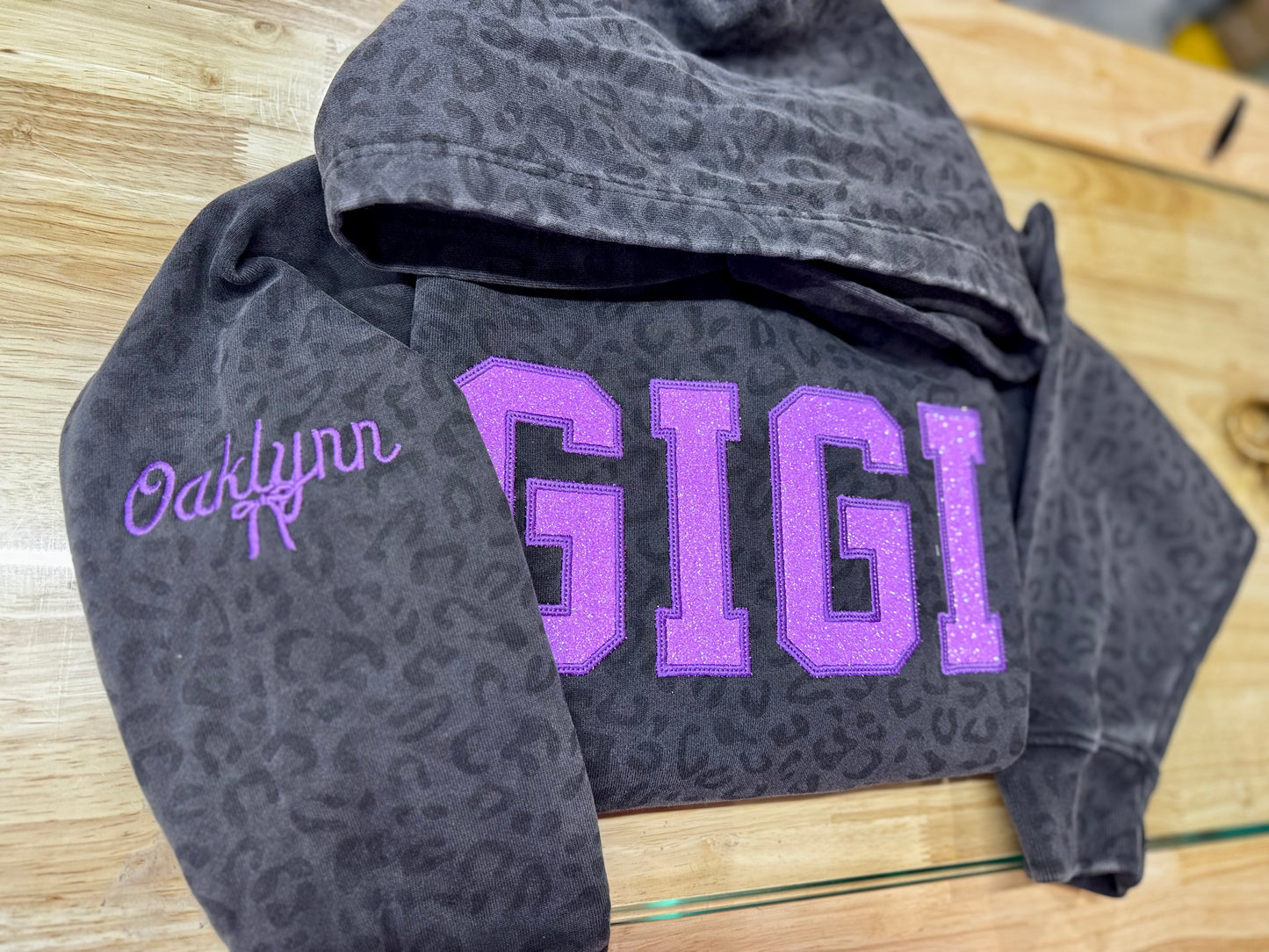 Embroidered custom leopard hoodie