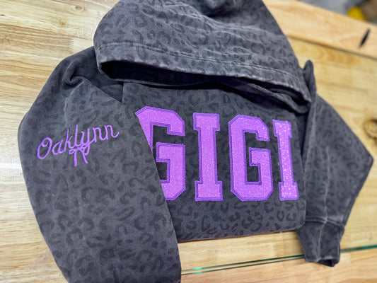 Embroidered custom leopard hoodie