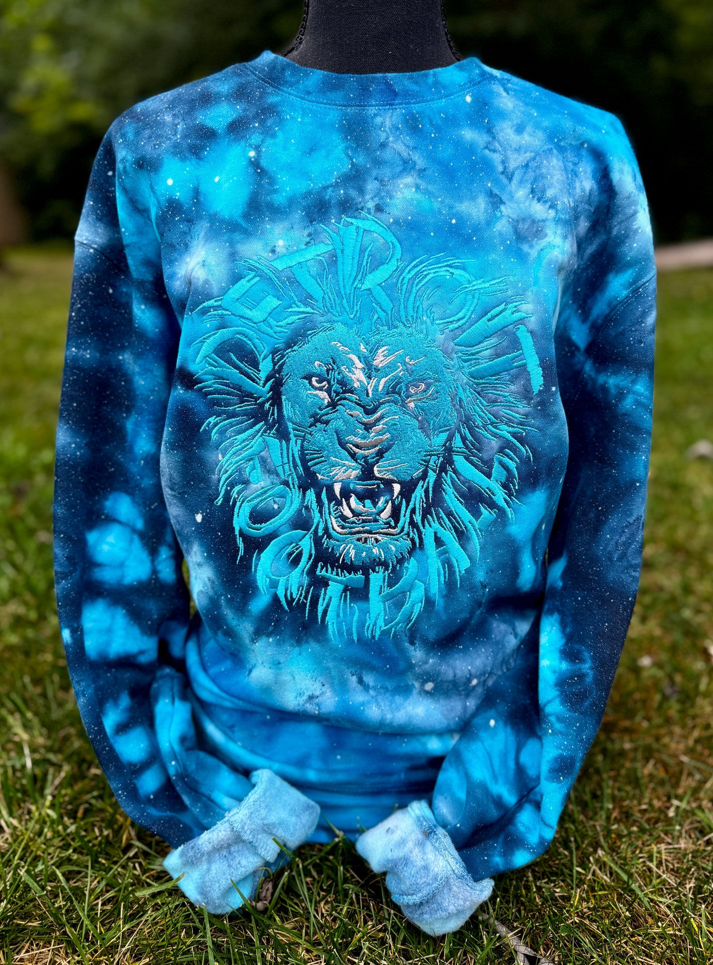 Embroidered D Football Tie-Dye Crewneck