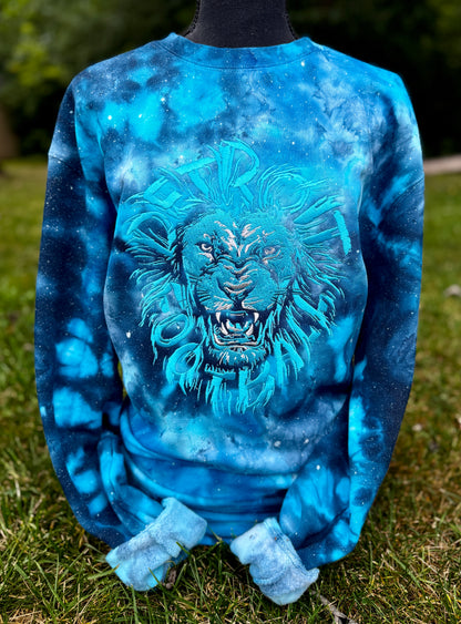 Embroidered D Football Tie-Dye Crewneck