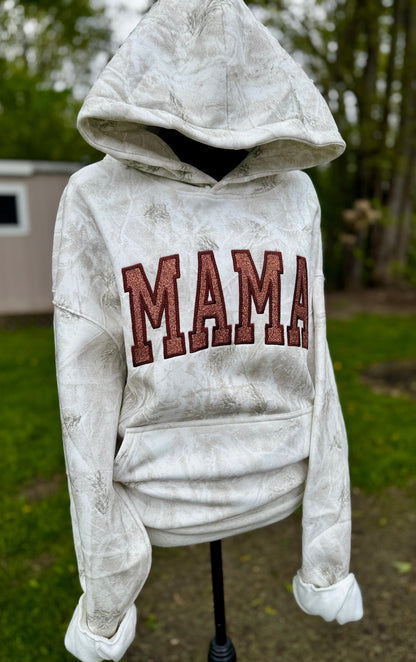 Embroidered camo mama hoodie