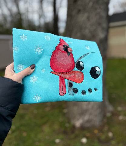 Embroidered cardinal crewneck