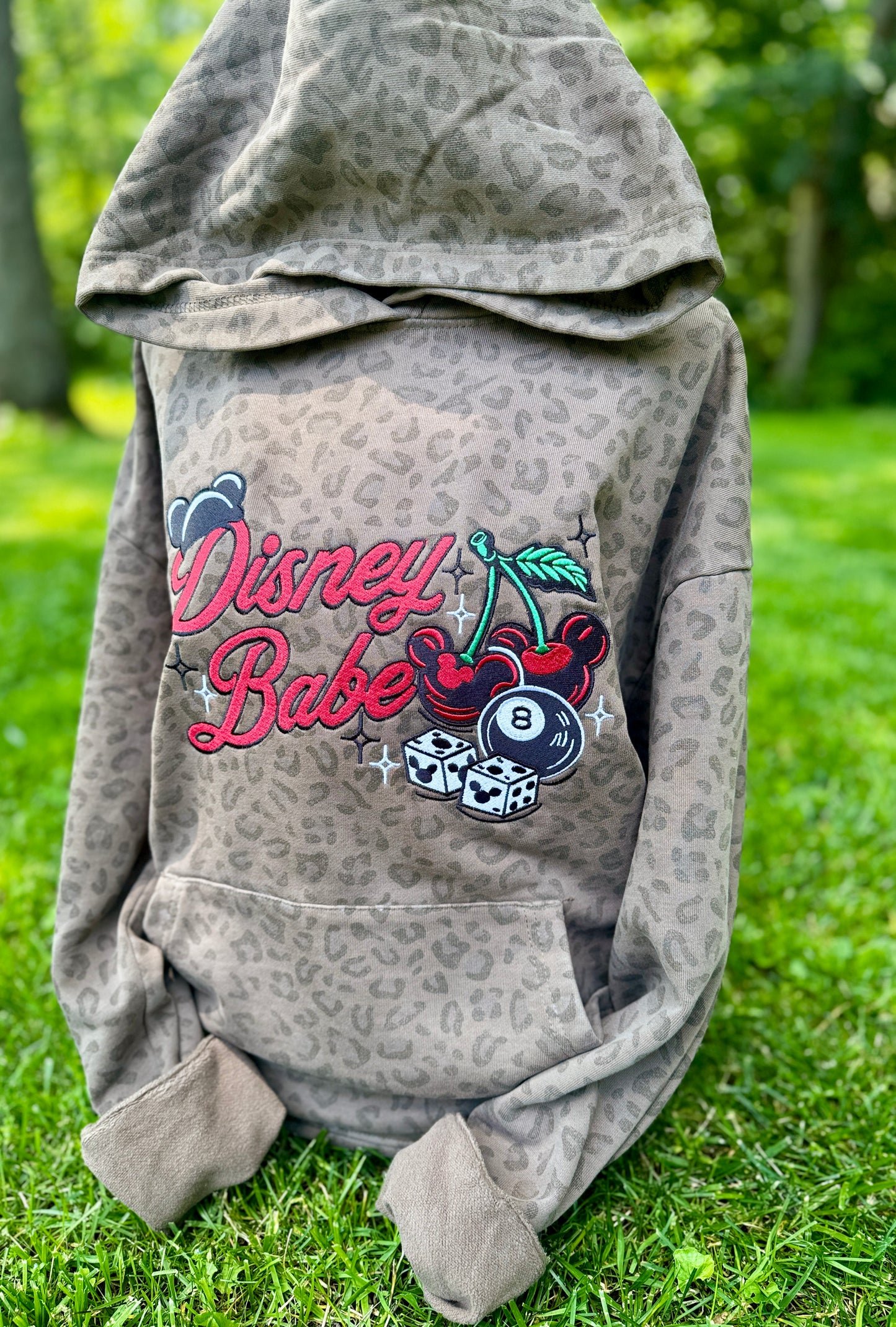 Embroidered D Babe Leopard Hoodie